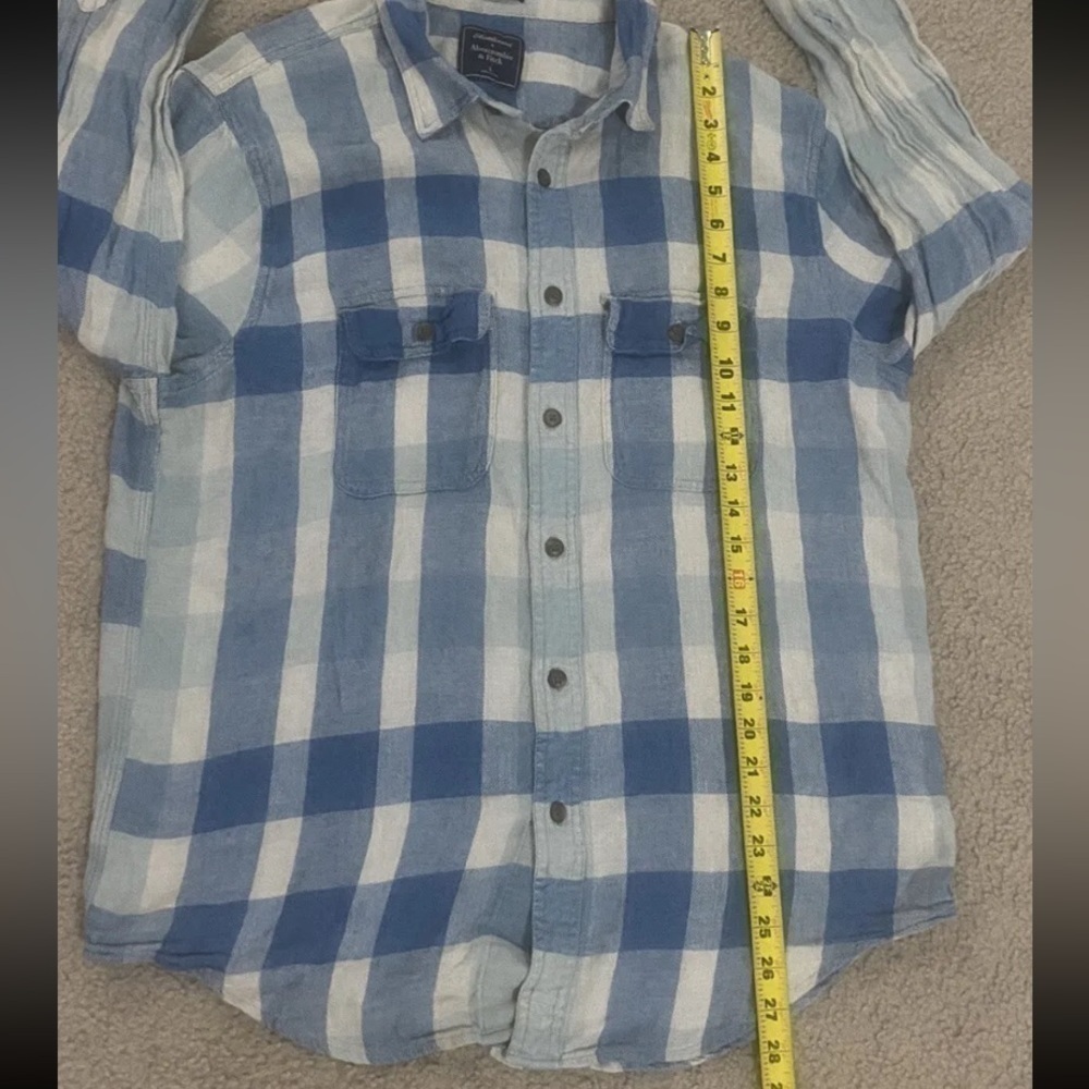 Abercrombie & Fitch Men’s Large Relaxed Fit Linen Blend Long Sleeve Button Down - Picture 7 of 7